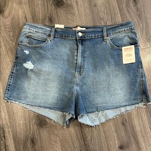 Levi’s Signature Women's Distressed High Rise 3” Blue Jean Shorts